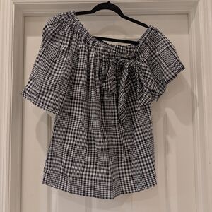 Trina Turk Gingham Short Sleeve Blouse Size Small